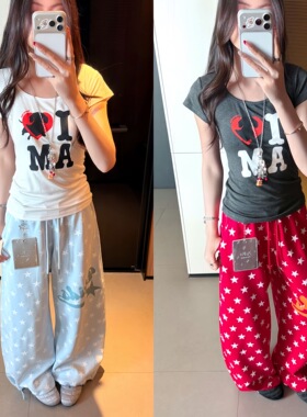 AMER 美式复古面膜感印花正肩修身短袖夏季修身显瘦百搭女款T恤