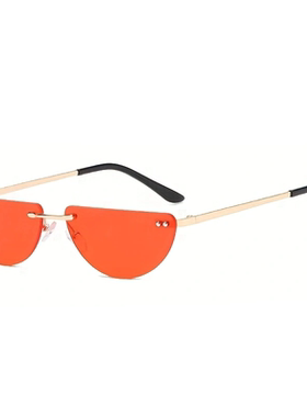 2025新款半圆形无框小红书同款眼镜个性潮流走秀街拍出片拍摄