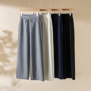 懒人阔腿裤 显瘦显腿直 简约松紧腰立体剪裁空气层面料休闲直筒裤