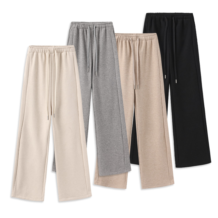 松紧腰加绒加厚保暖糯米阔腿裤