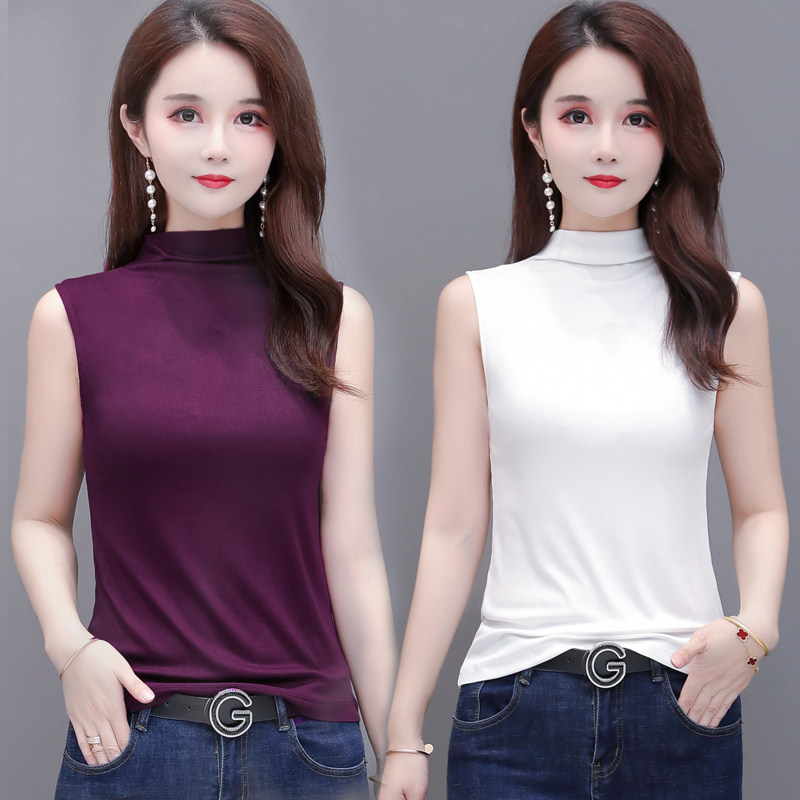 莫代尔针织吊带背心女外穿夏女士时尚百搭修身半高领打底无袖上衣,女装/女士精品,背心吊带,淘宝优惠券,粉丝福利购,淘宝优惠卷