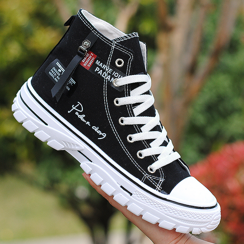 透气帆布休闲高帮板鞋男鞋学生鞋