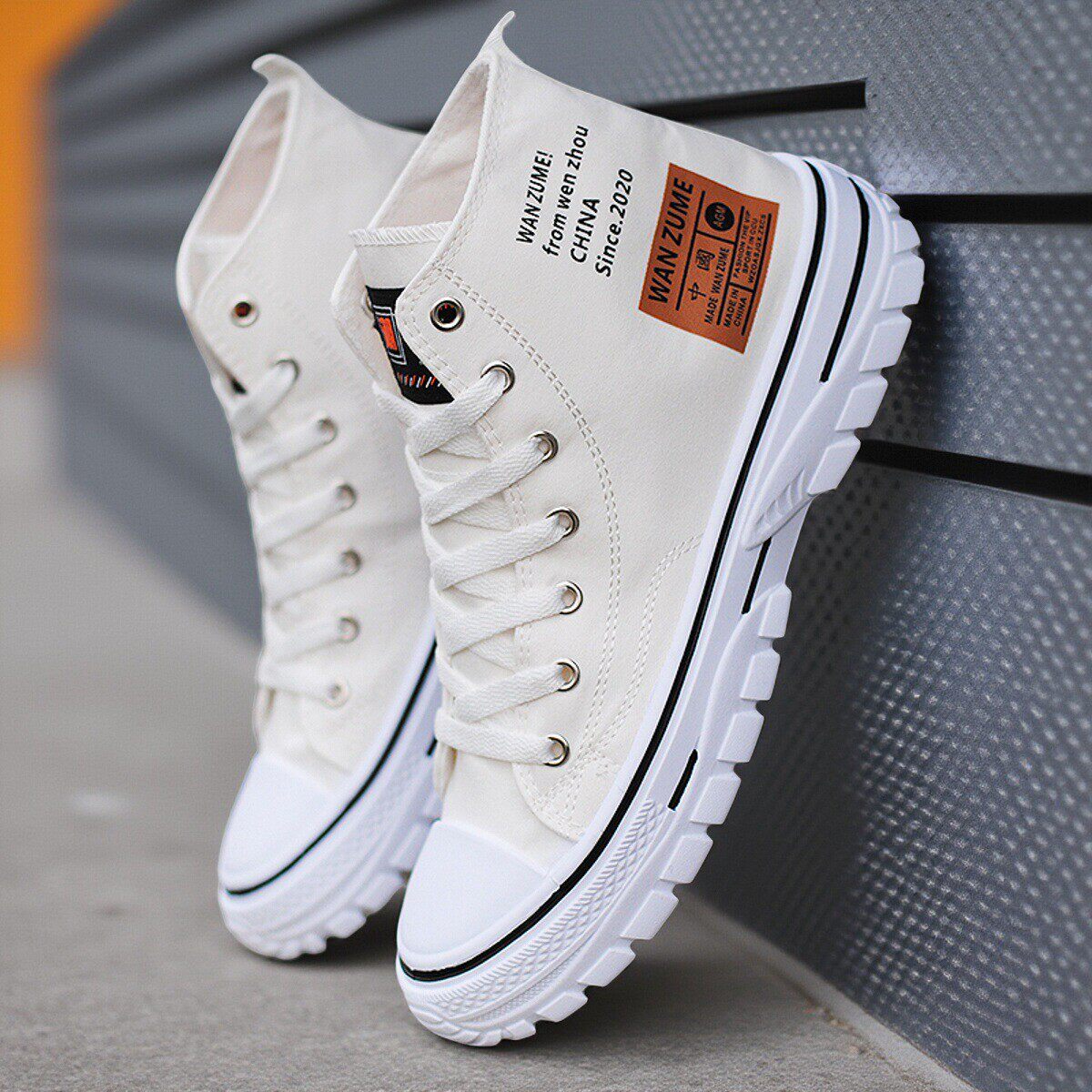 2026春季高帮帆布鞋男鞋潮流学生板鞋休闲百搭潮鞋韩版时尚男布鞋