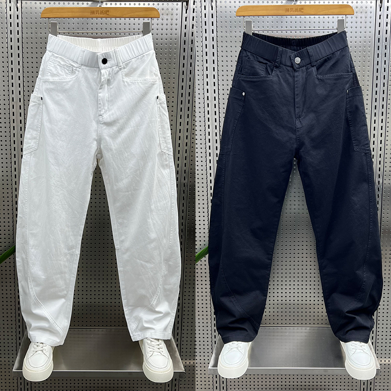 夏季薄款白色弯刀裤男2025夏季新款潮流痞帅工装裤宽松直筒休闲裤