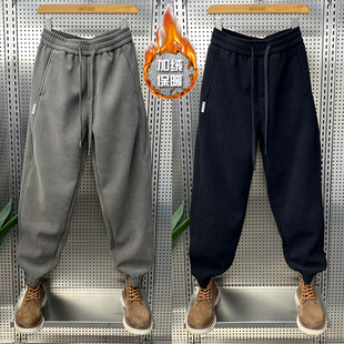 小直脚哈伦卫裤 2025冬季 时尚 男潮流简约宽松运动裤 加绒加厚休闲裤