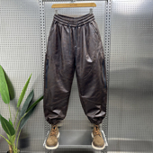 男士 PU皮裤 外卖骑手防风保暖休闲裤 秋冬新款 子潮流百搭束脚哈伦裤