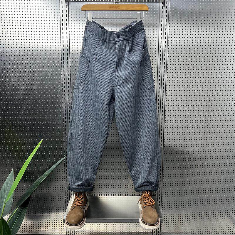 阔腿条纹休闲裤子男2025秋季新款大码潮流痞帅宽松直筒弯刀裤长裤,男装,休闲裤,淘宝优惠券,粉丝福利购,淘宝优惠卷