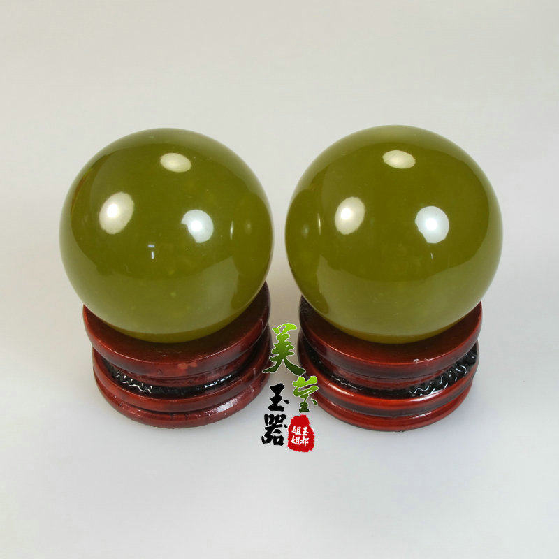 美莹玉器天然岫玉石老年人保健身按摩把玩手球包邮赠送证书XSQ05