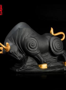 金乌炭雕办公室牛气摆件礼品神牛