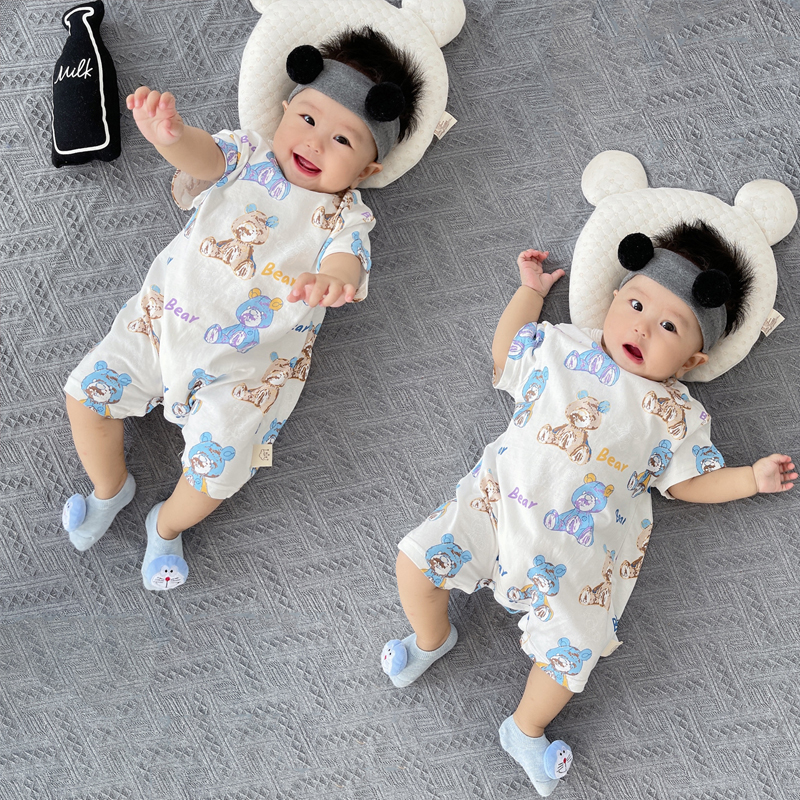 婴儿连体衣夏季薄款多巴胺穿搭