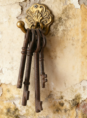 复古怀旧铸铁钥匙锁套装饰道具