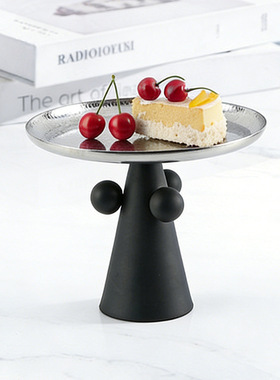 高级感圆形金属高脚水果托盘摆件