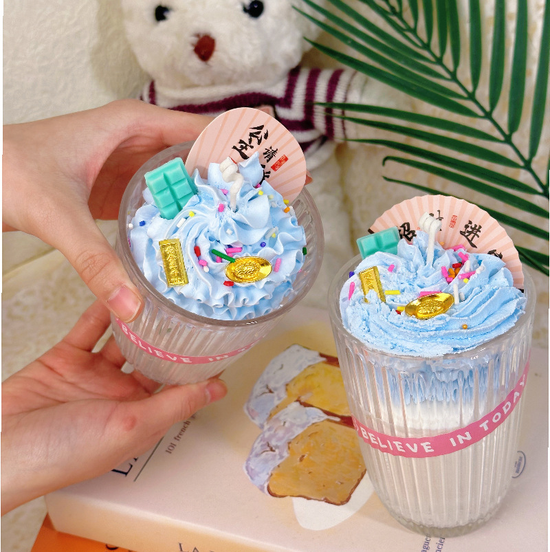 仿真玻璃杯蛋糕香薰蜡烛生日礼物