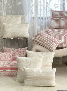 新款时尚轻奢抱枕沙发卧室靠垫客厅床头毛绒汽车靠枕含芯布艺枕套