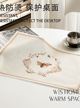 高颜值棉麻餐厅桌垫餐垫防水防污隔热高级感装饰垫餐盘杯垫咖啡垫