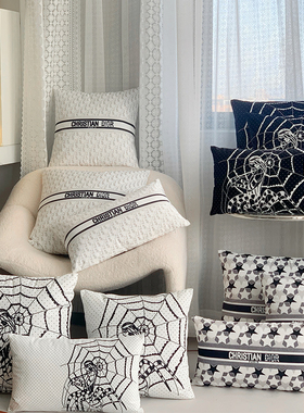 新款时尚轻奢抱枕沙发卧室靠垫客厅床头毛绒汽车靠枕含芯布艺枕套