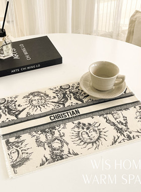 高颜值棉麻餐厅桌垫餐垫防水防污隔热高级感装饰垫餐盘杯垫咖啡垫