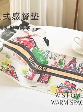 高颜值棉麻餐厅桌垫餐垫防水防污隔热高级感装饰垫餐盘杯垫咖啡垫