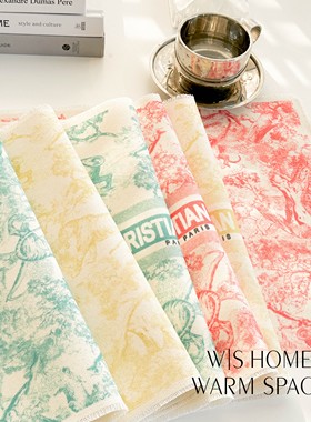 高颜值棉麻餐厅桌垫餐垫防水防污隔热高级感装饰垫餐盘杯垫咖啡垫