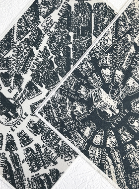 ins风巴黎地图系列满版棉麻餐厅垫餐桌垫防水隔热装饰垫餐盘垫装