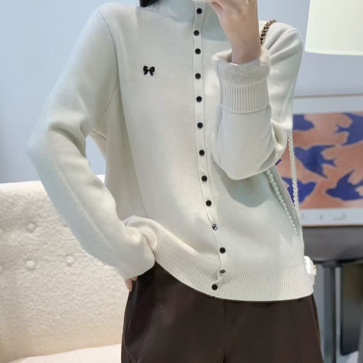 韩版高级感一体绒针织衫开衫毛衣