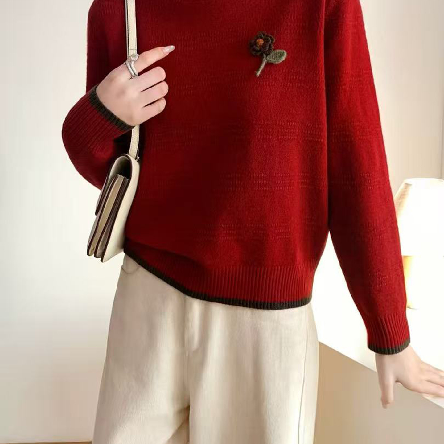 韩版减龄立体花朵羊毛针织衫毛衣