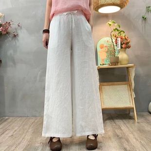 宽腿甩裤 宽松显瘦大码 阔腿裤 棉麻裤 裙裤 2024新款 休闲裤 子女春秋季