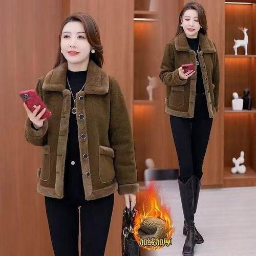 高级感洋气百搭加绒加厚妈妈棉衣