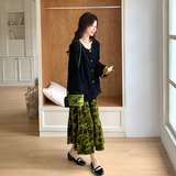 大方得体穿搭新中式丝绒套装裙女春夏2025新款轻熟风碎花裙两件套，女装套装/套裙，2C007