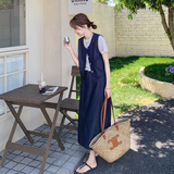 高级感牛仔马甲半身裙三件套女2025夏季新款牛仔连衣裙穿搭一整套，女装套装/套裙，2C007
