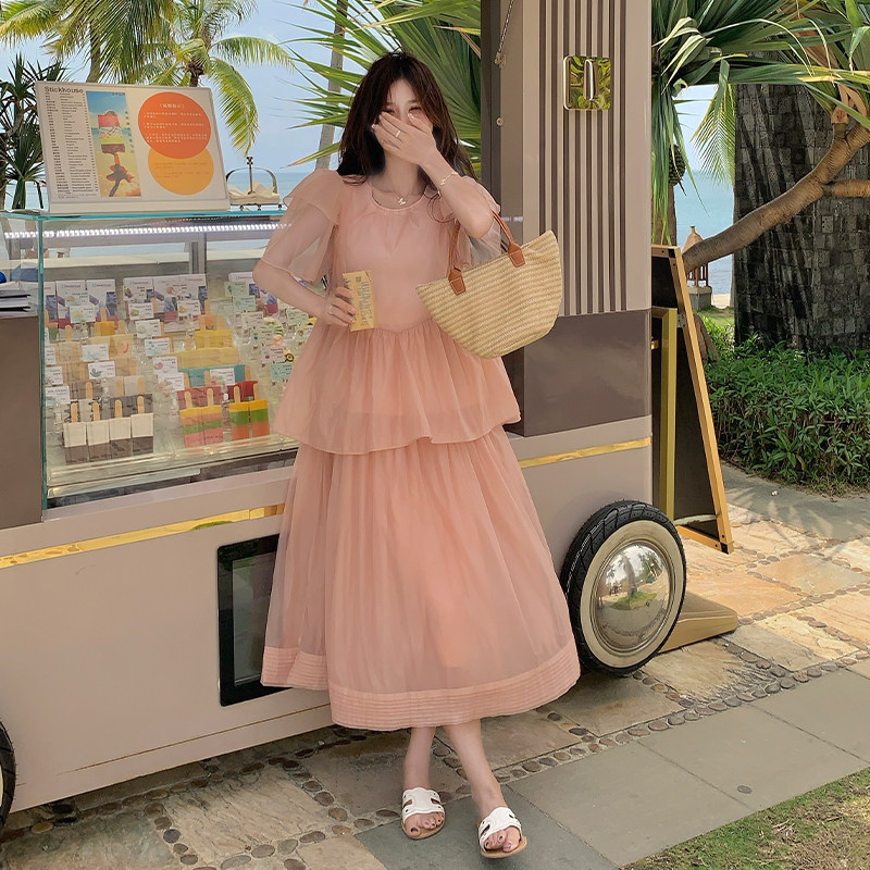 时尚气质甜美宽松蛋糕裙女夏季2025新款高级感时尚百搭流行连衣裙,女装连衣裙,2C007