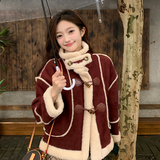 现货2025冬季新款麂皮绒皮毛一体821-P185-K278，女装棉衣/棉服，2C007