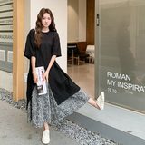 时尚套装女2025夏季新款小众高级感黑色针织上衣印花裤子两件套，女装连衣裙，2C007