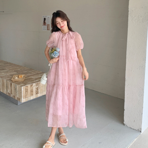 法式甜美温柔风系带连衣裙女2025夏季新款气质绝美超好看茶歇长裙图片