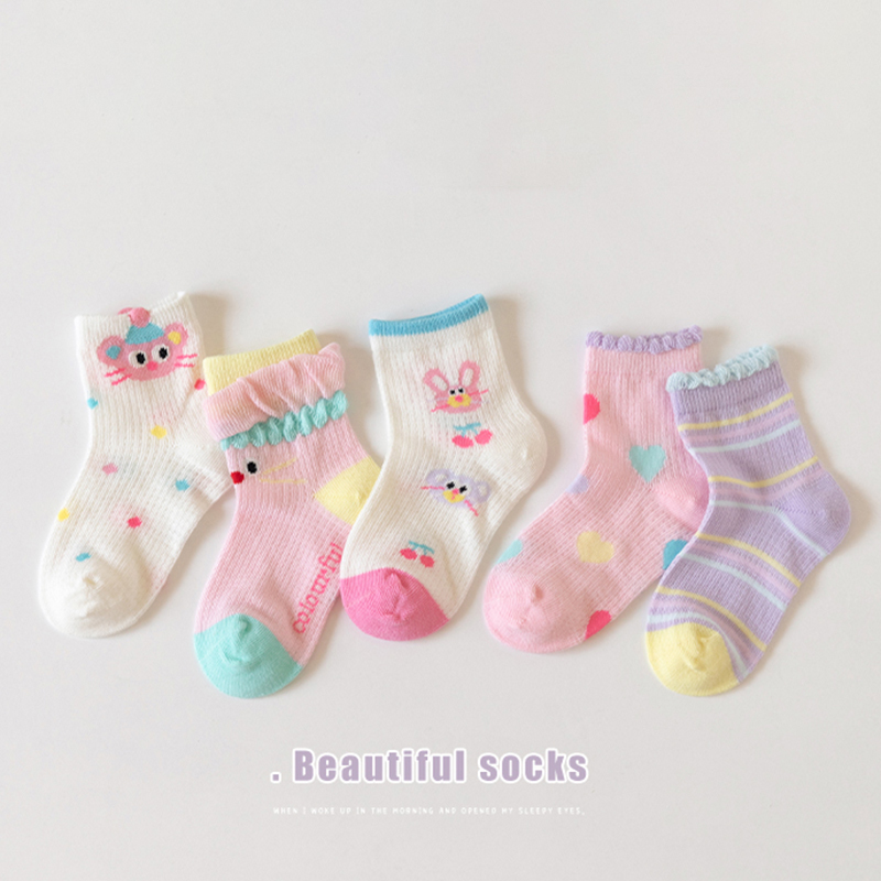 女童袜子春夏薄款纯棉透气网眼袜