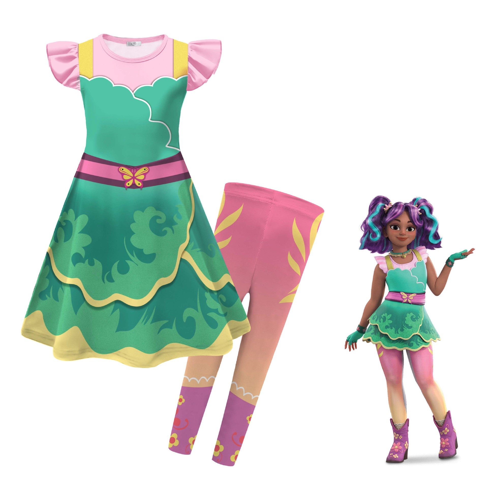 独角兽学院Unicorn Academy儿童公主裙飞袖连衣裙女孩圣诞节cos服