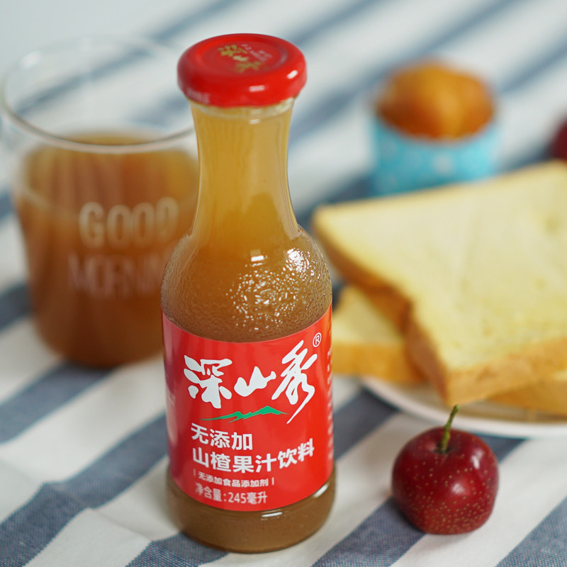 果汁饮料 深山秀蓝莓汁饮料 无添加饮料山楂果汁玻璃瓶整箱12瓶批