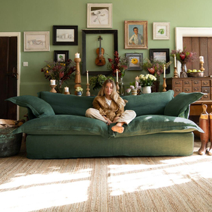 慵懒风北欧沙发可拆洗乳胶侘寂风公寓小户型布艺沙发客厅民宿双人