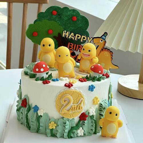 网红卡通胖胖小奶龙蛋糕装饰