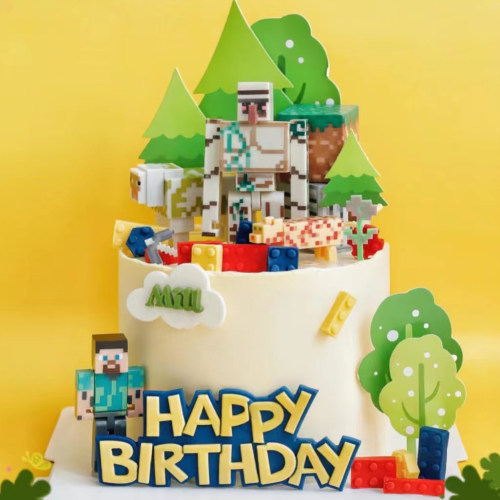 我的世界蛋糕装饰积木男孩生日
