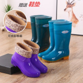 女成人水鞋 雨靴短筒中筒高筒女式 防滑加绒保暖塑胶套鞋 雨鞋 防水鞋