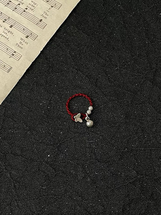 新中式蝴蝶编织戒指女小众个性时尚纯手工编织男女饰品食指戒设计