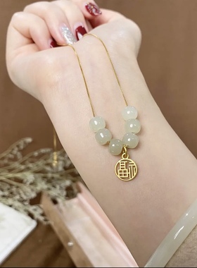 平安福牌和田玉项链ins冷淡风锁骨链轻奢小众高级2022年爆款礼物