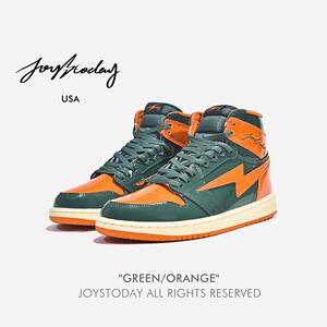 AIR JOYSTODAY 闪电AJ1 RETRO HIGH橙绿漆皮高帮大LOGO闪电板鞋