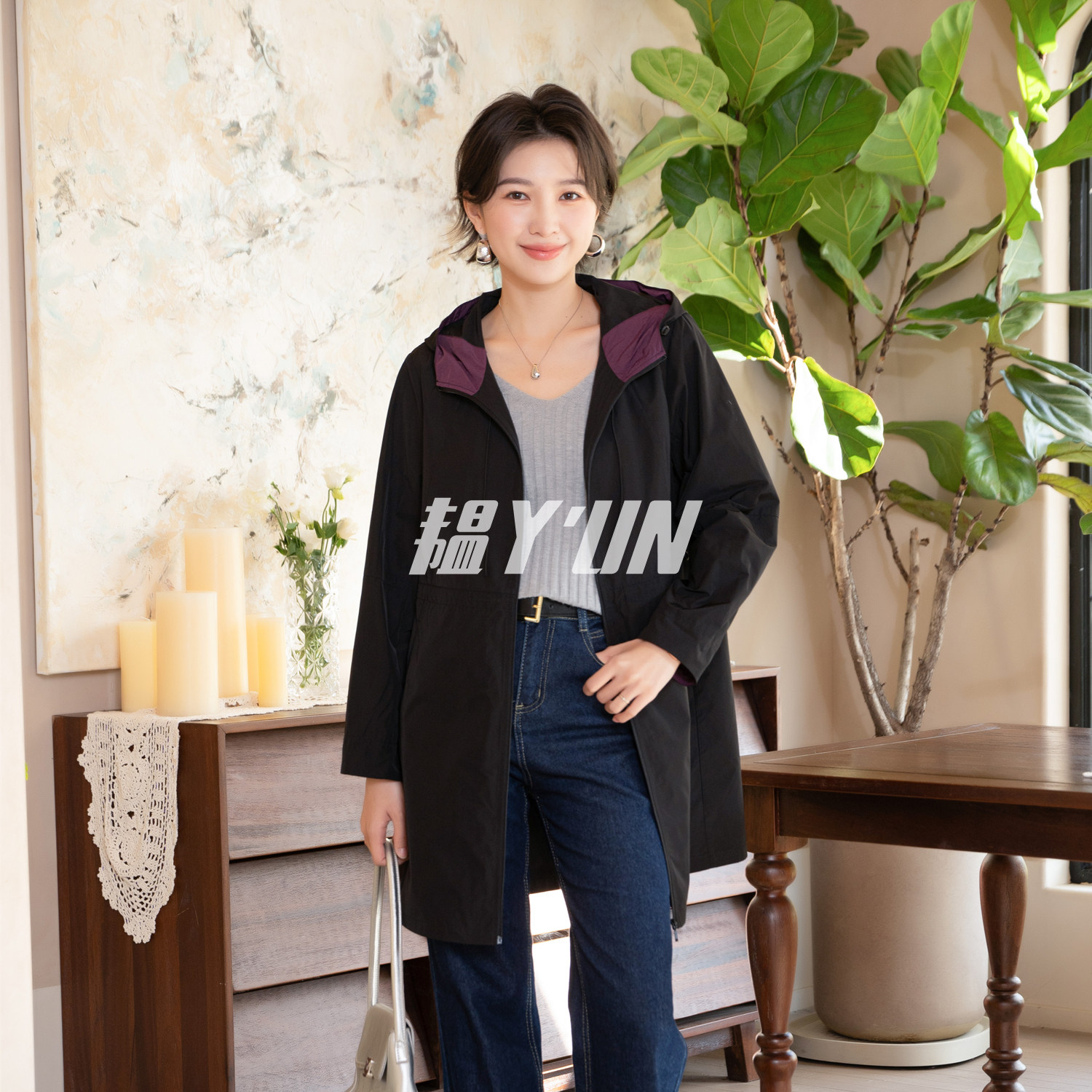 韫Yun春季连帽显瘦通勤女风衣
