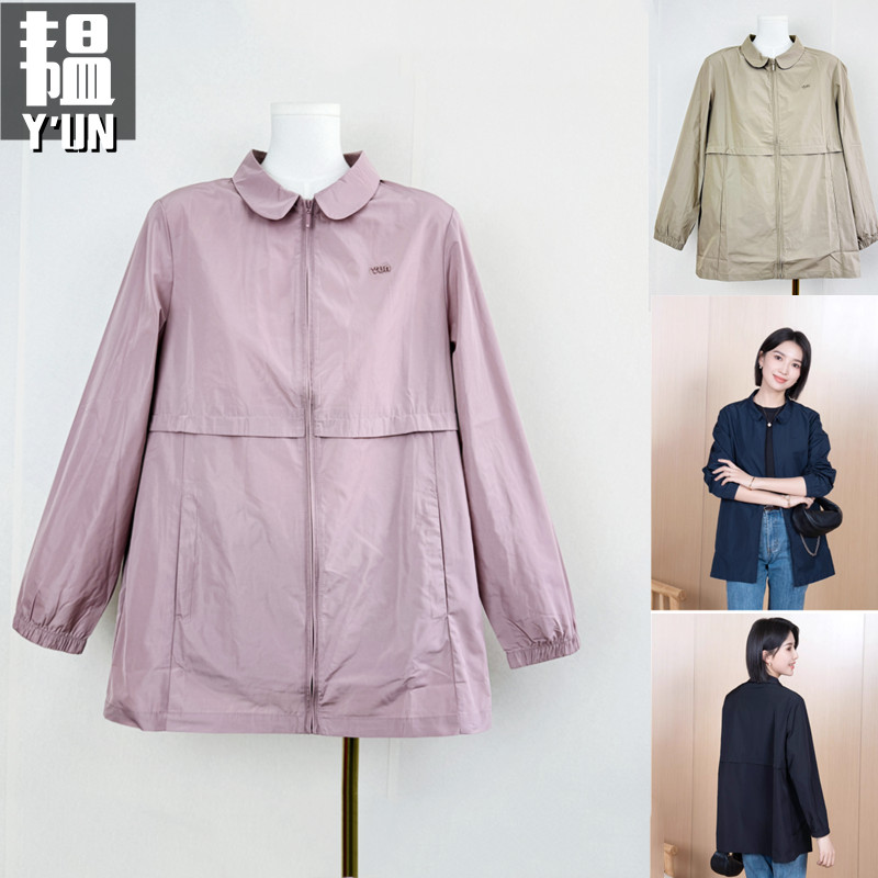 YUN韫2025春季新款女装翻领单链中长短款女士风衣经典百搭女外套