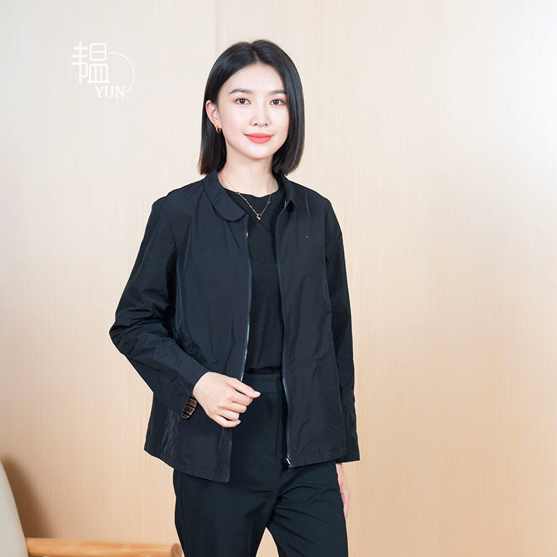 韫日韩短款两面穿女士短风衣外套
