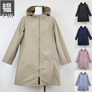 连帽纯色百搭显瘦拉链中长款 女装 风衣简约外套 新款 YUN韫2025春季