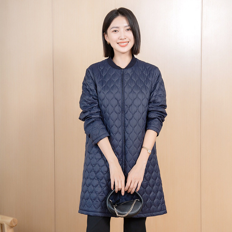 韫丝绵中长休闲直筒夹棉长款棉服