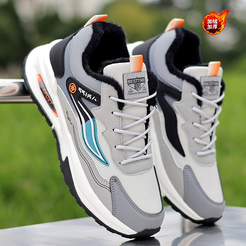 冬季保暖加绒棉鞋男鞋新款男士软底运动鞋防滑跑步鞋防水休闲鞋